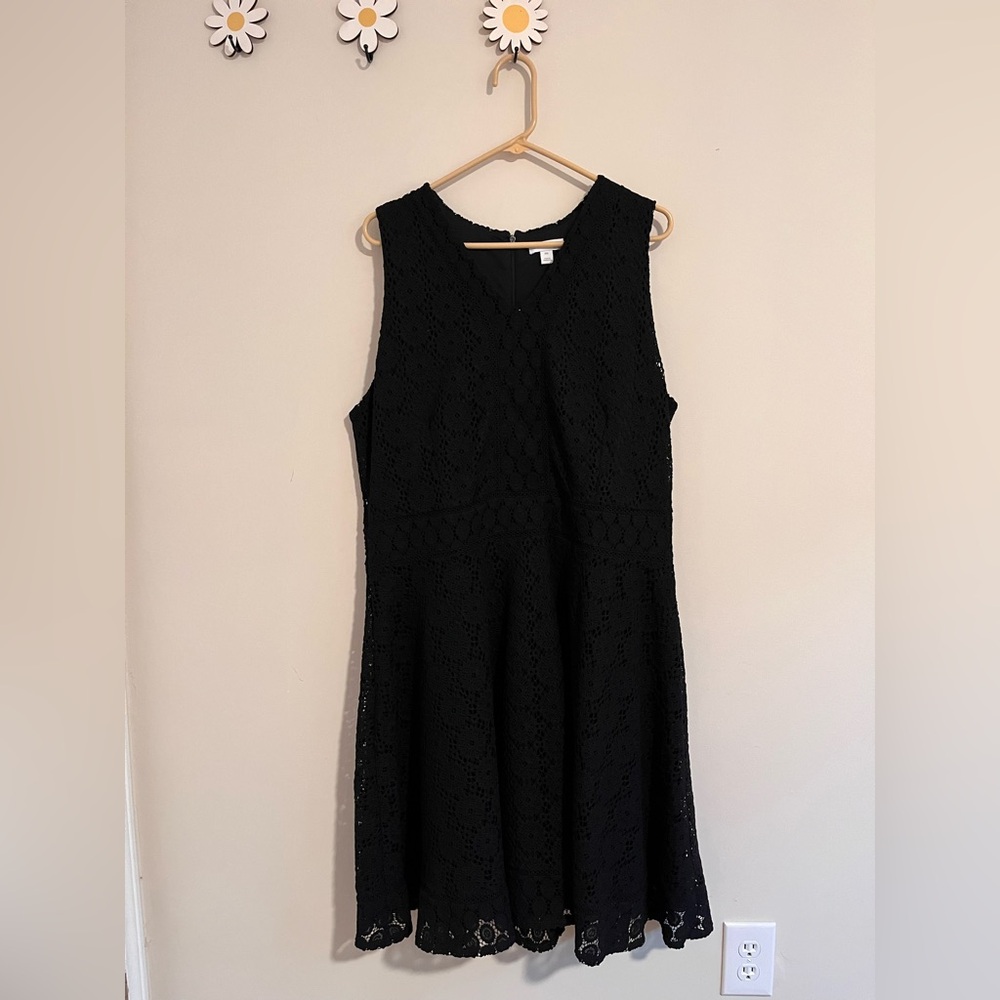 Charter Club Women’s Plus Size Lace Fit & Flare Midi Dress, Black, Size XXL